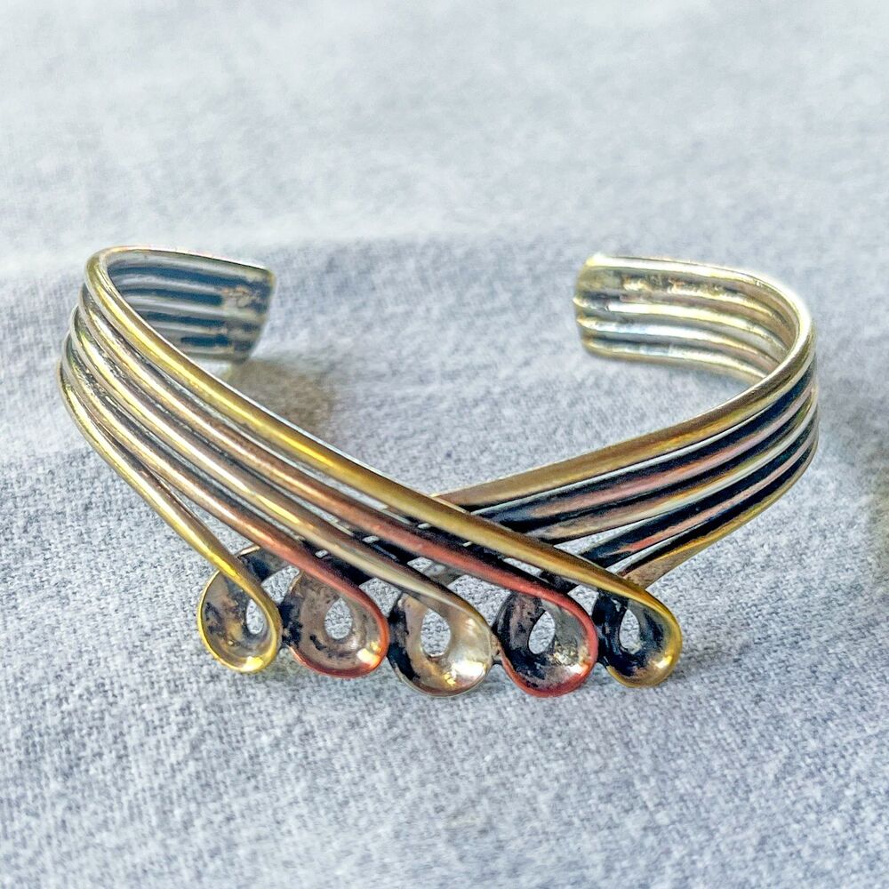 Contemporary Wave Cuff Bracelet - Adjustable - Estate Costume Jewelry